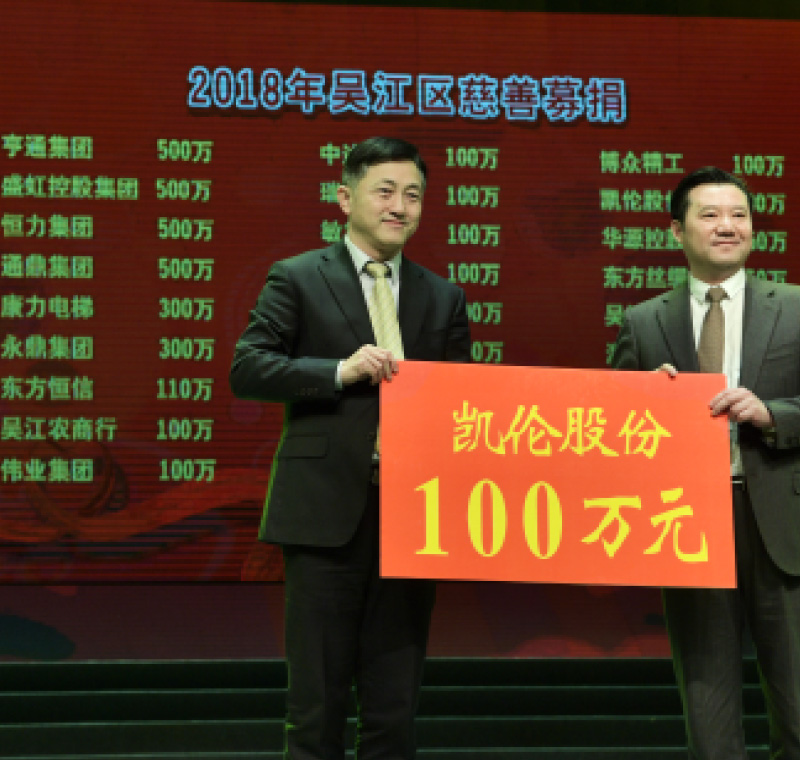 2018年2月5日，九游会网页版登录入口股份在吴江区慈善募捐活动上募捐100万元。